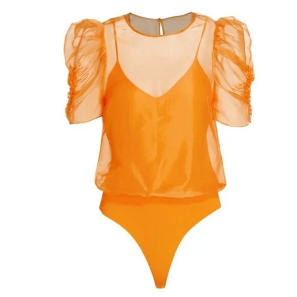 CAMI NYC Louisa Bodysuit in Tangerine - Picture 1 of 7